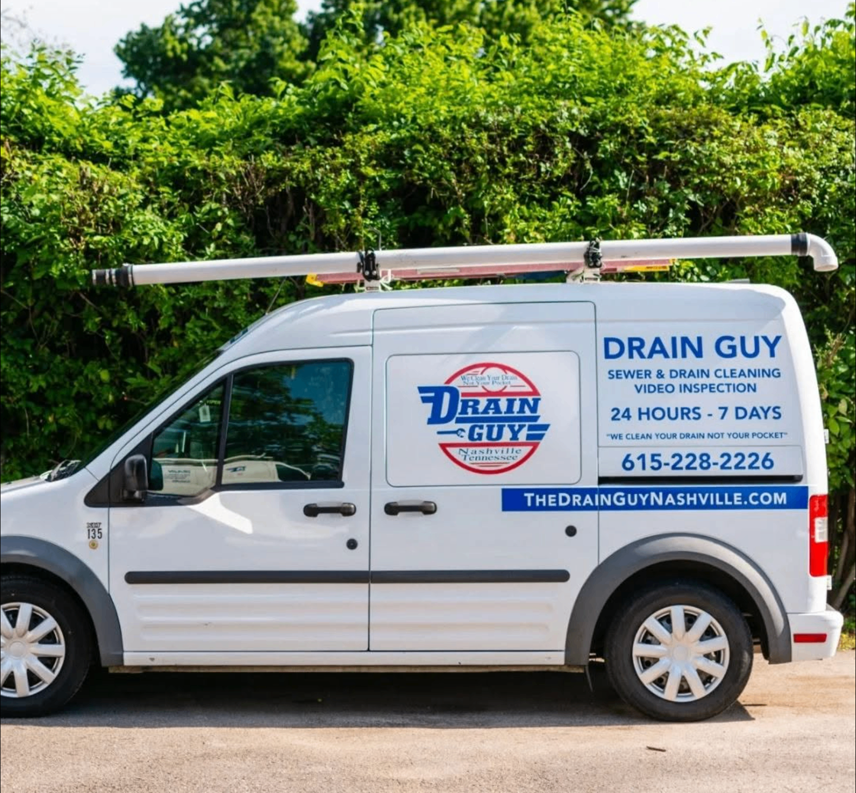 Drain Guy LLC service van with Nashville drain cleaning branding